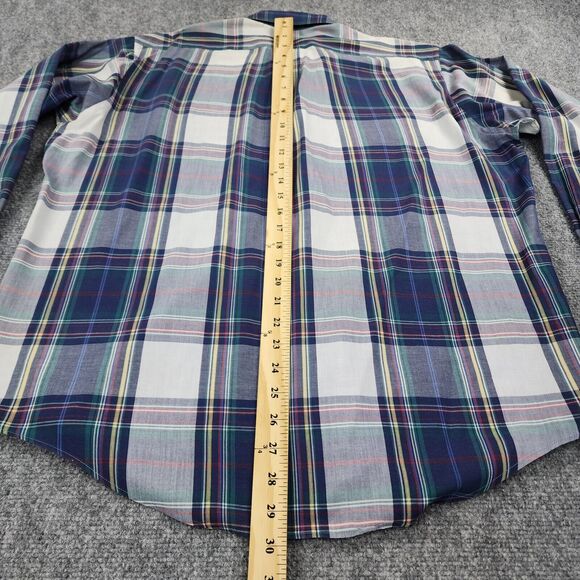 Eddie Bauer Shirt Mens Large Plaid Marin Poplin Long Sleeve Button Down VTG 90s - Picture 6 of 16